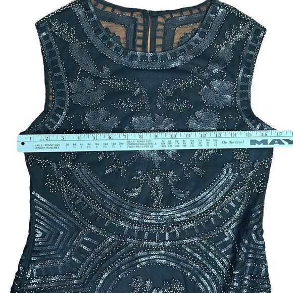 𝅺main Strip Beaded Sequin Dress Black Sleeveless Size L New With Tags - Picture 8 of 9